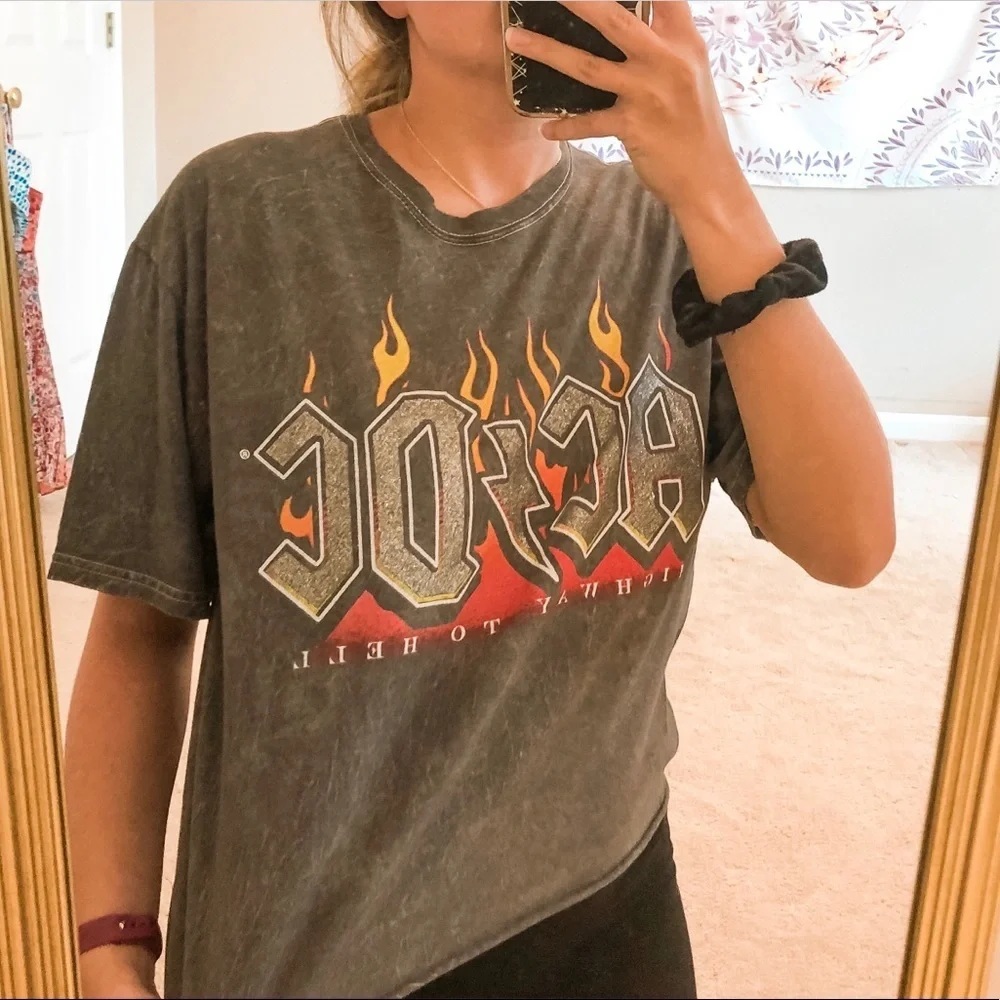 AC/DC Acid Wash Highway to Hell Graphic Band TShirt